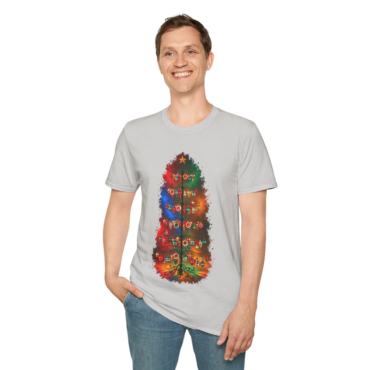 Colorful Holiday Tree T-Shirt | Christmas Lights Ornament Design