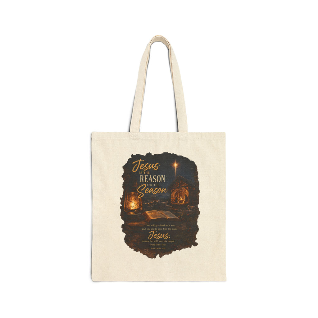 Tote Bag — "Jesus: Reason for the Season" Christmas Nativity Canvas Tote