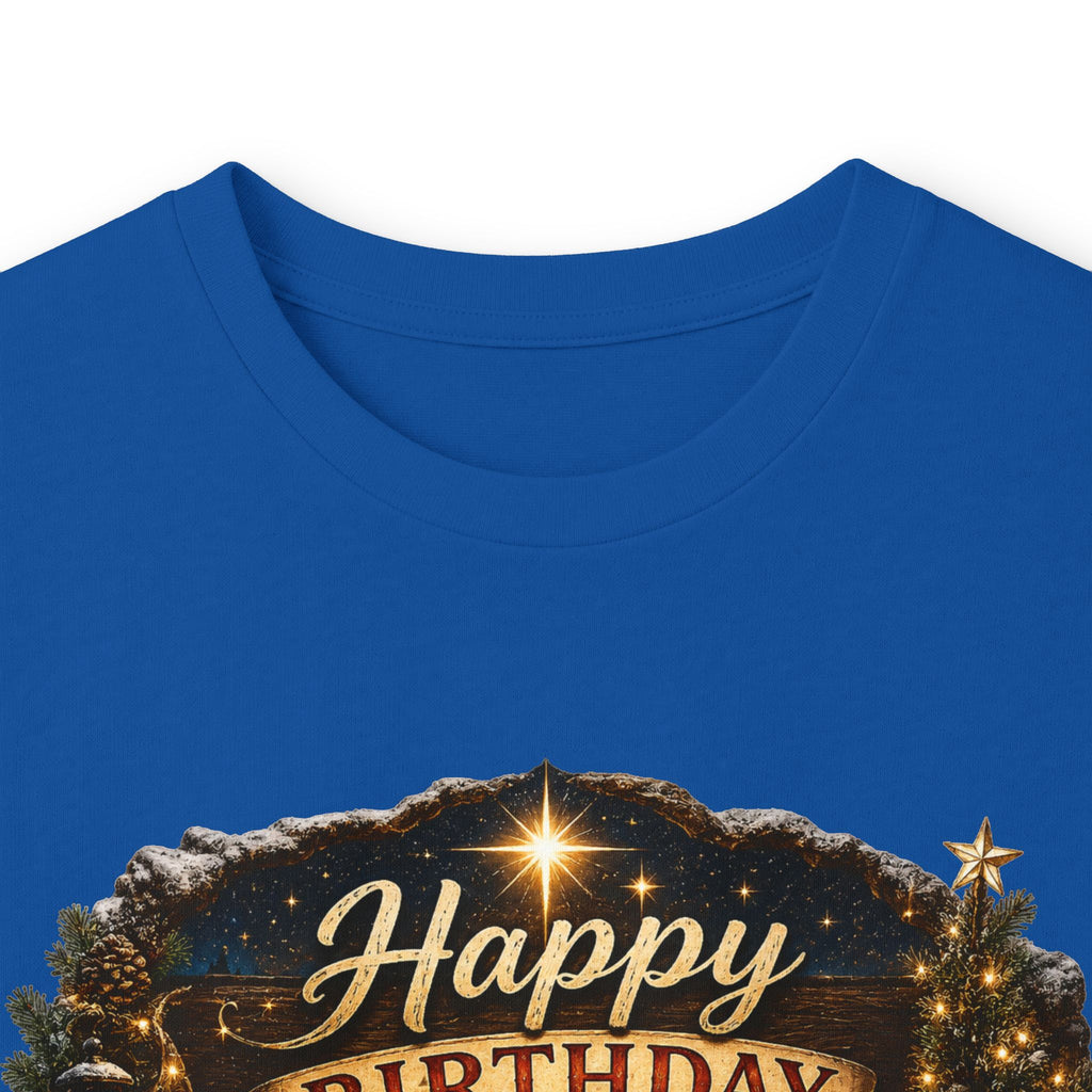 Happy Birthday Jesus Long Sleeve Tee | Nativity Christmas Religious Tee