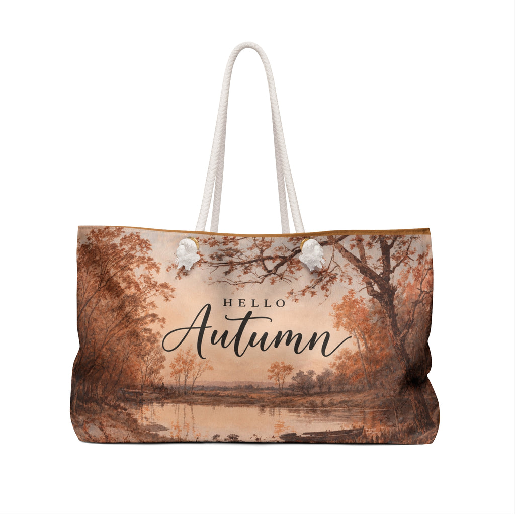 Hello Autumn Weekender Bag — Fall Scenic Tote for Weekend Travel & Cozy Getaways
