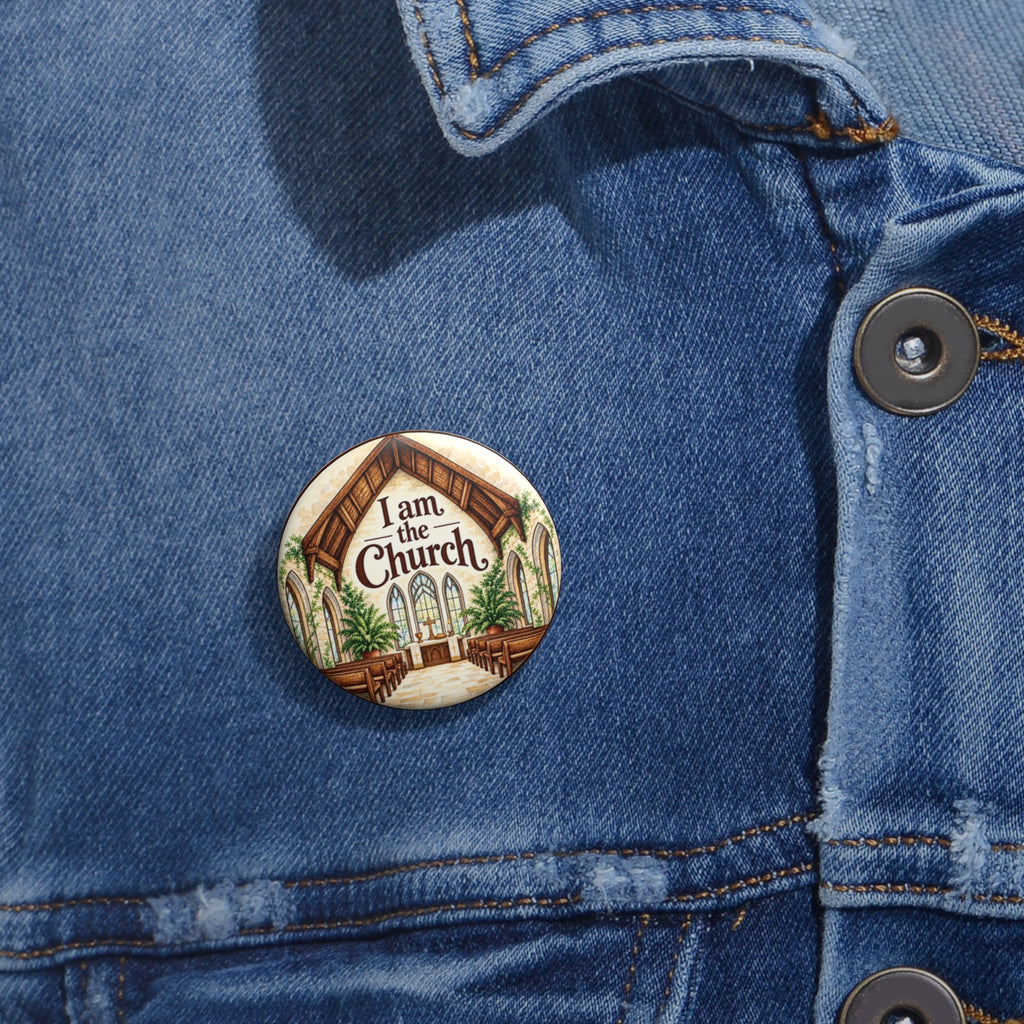 Walk to Emmaus I Am the Church pin button | Round Christian lapel pin
