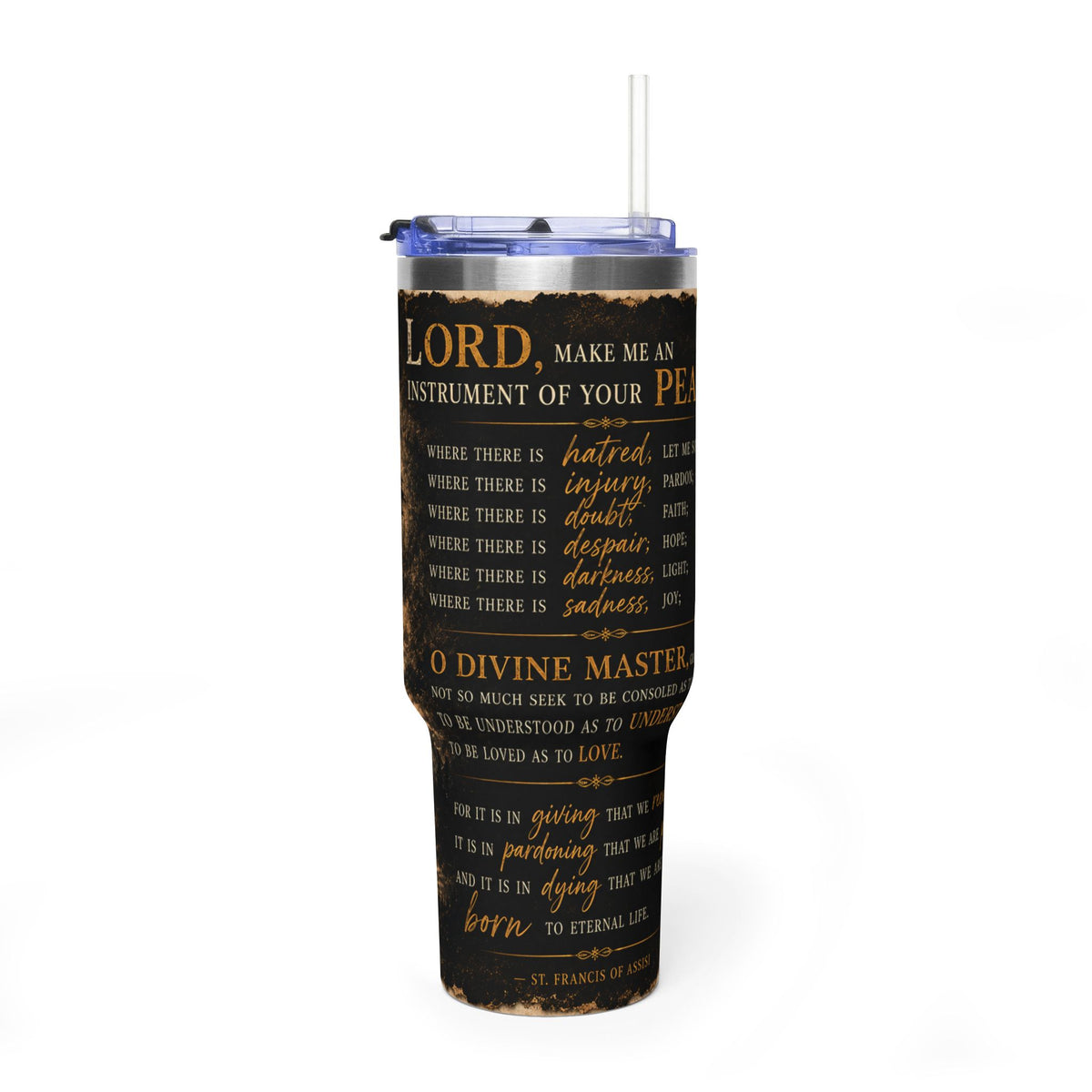 Christian St. Francis Prayer Vacuum Thermal Tumbler, 40oz