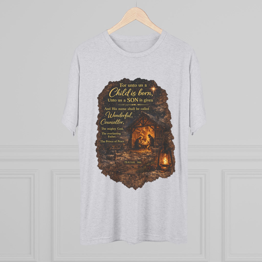 Child Is Born Nativity Scene T-Shirt | Christmas Bible Verse