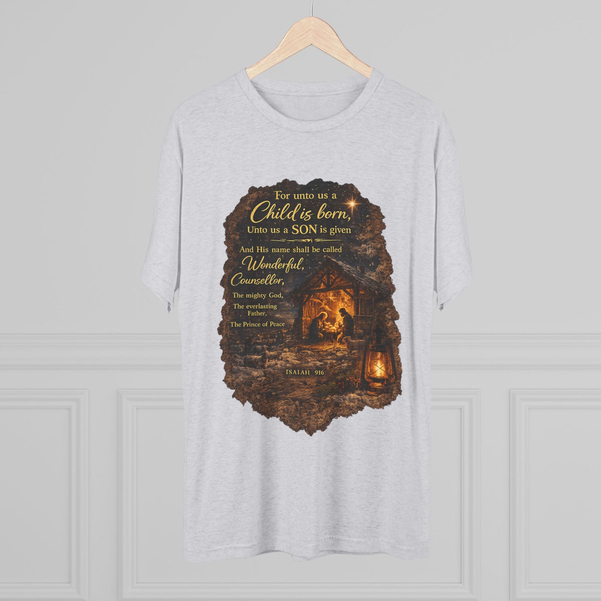 Child Is Born Nativity Scene T-Shirt | Christmas Bible Verse