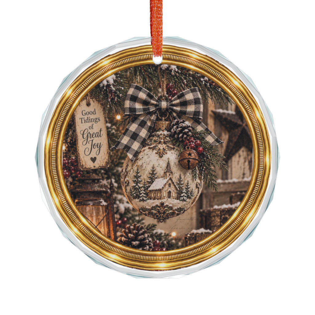 Glass Ornament | Rustic Country Church Christmas Decoration