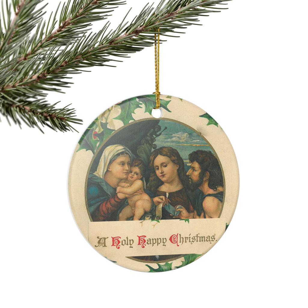Holy Happy Christmas Nativity Ceramic Decoration Ornament, (1pc)