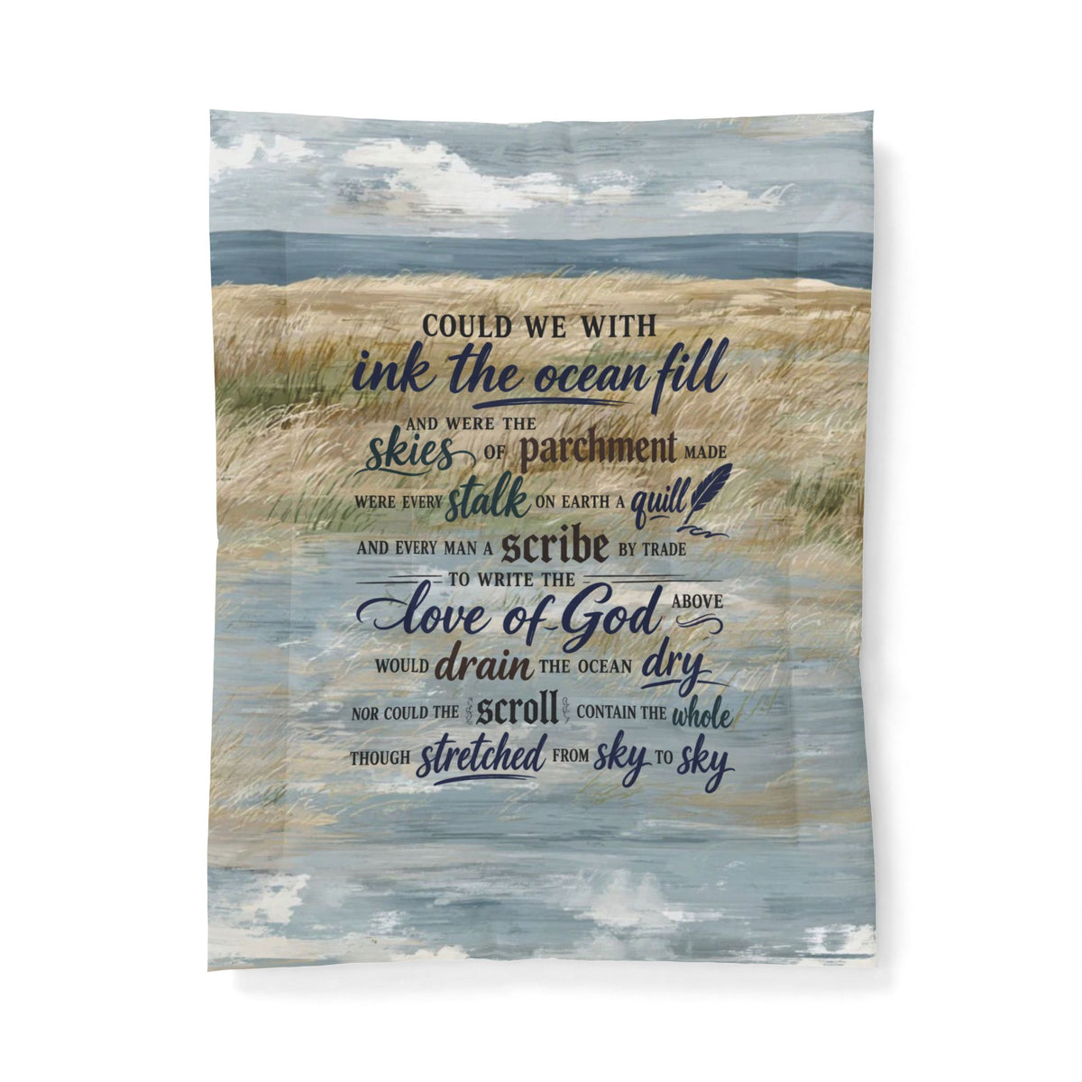 Beach Waves Scripture Comforter – "Love of God" Quote Cotton Comforter