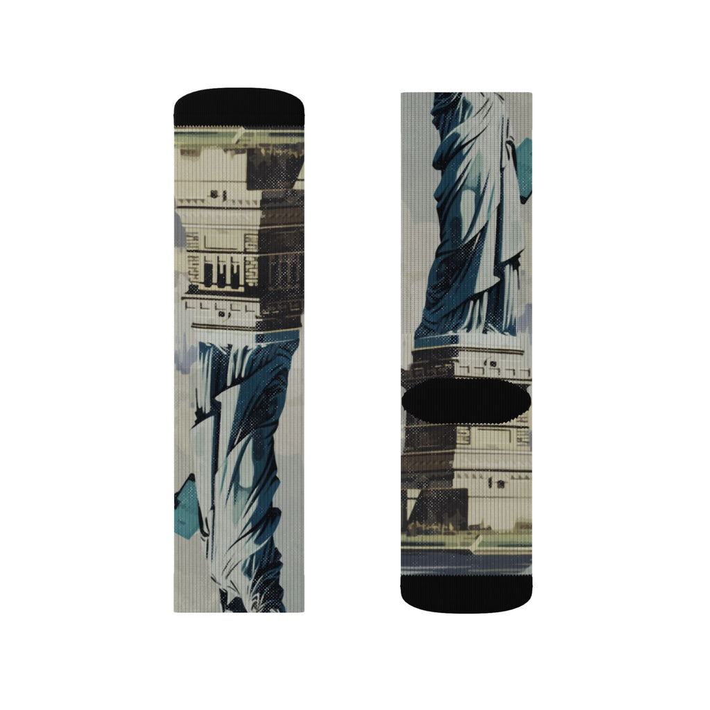 Vintage New York Travel Poster Crew Socks
