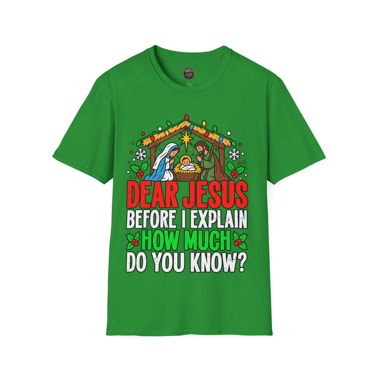 Dear Jesus Nativity Illustration T-Shirt | Humorous Religious Christmas Tee