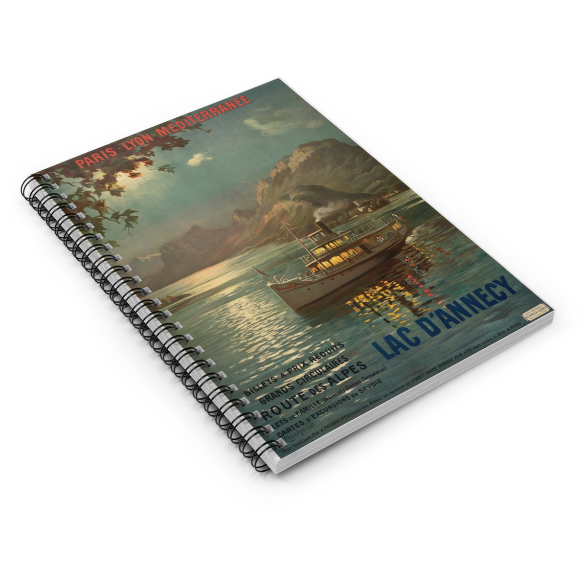 Vintage French Travel Poster Spiral Notebook - Ruled Line