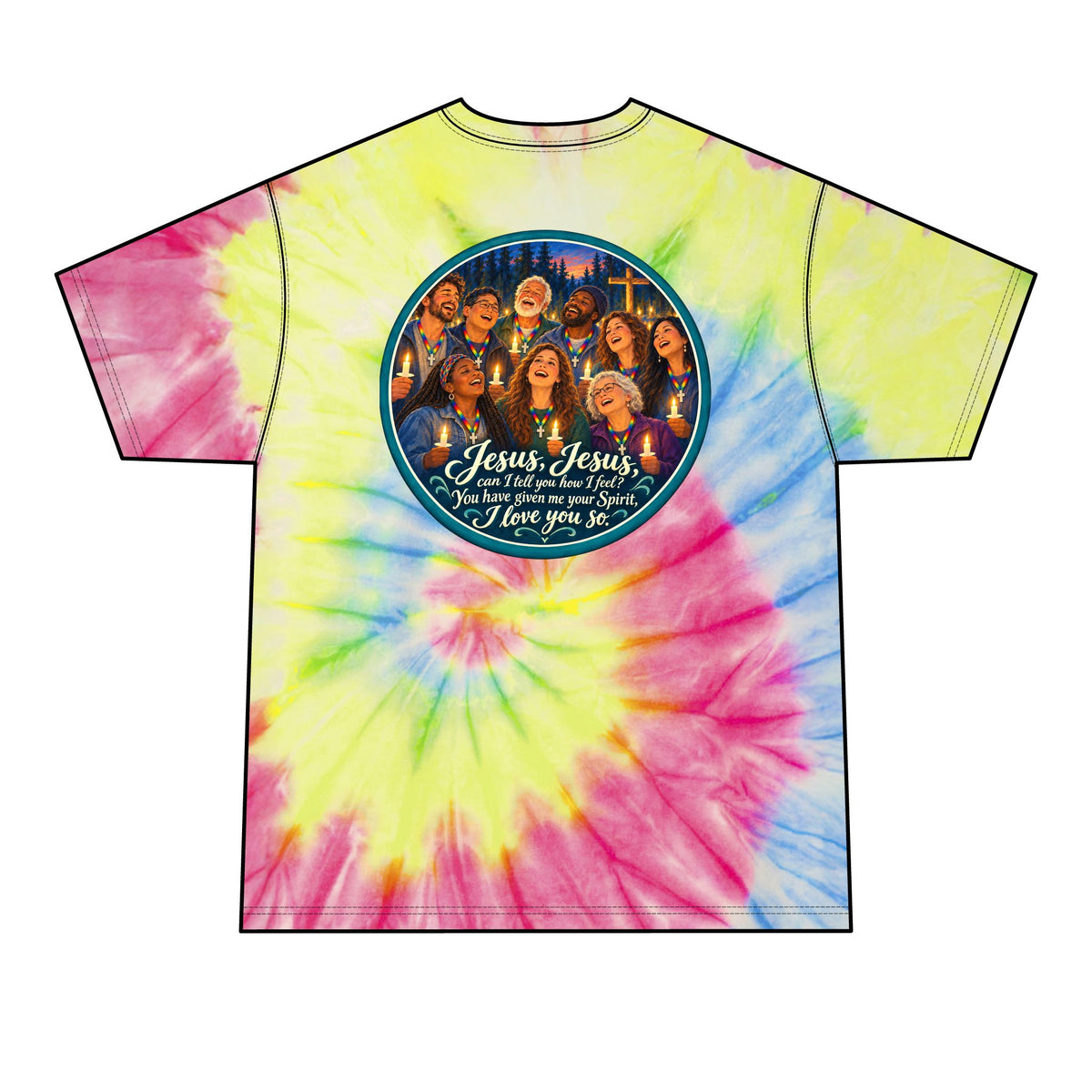 Walk to Emmaus DeColores Candlelight Service Jesus Jesus Window Tie-Dye Tee