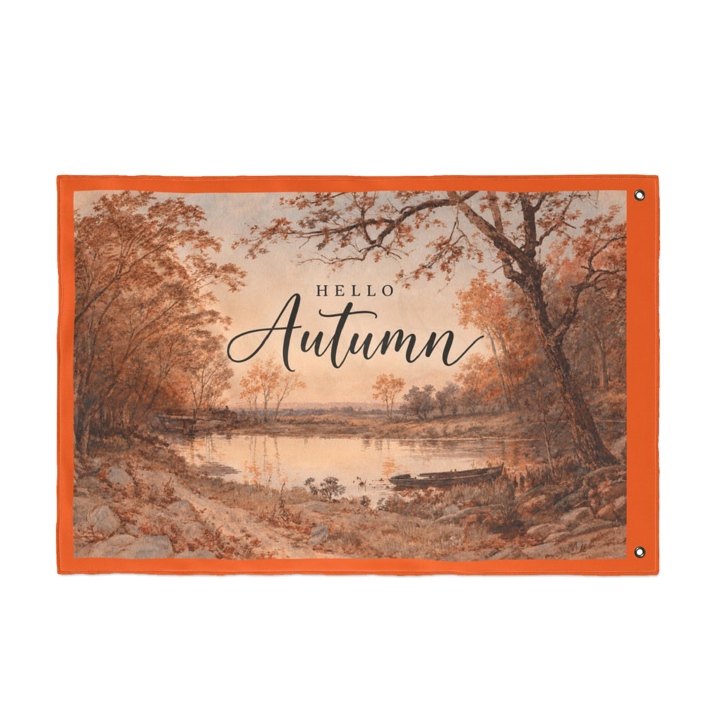 Hello Autumn Double-Sided Garden Flag — Fall Landscape Welcome Sign