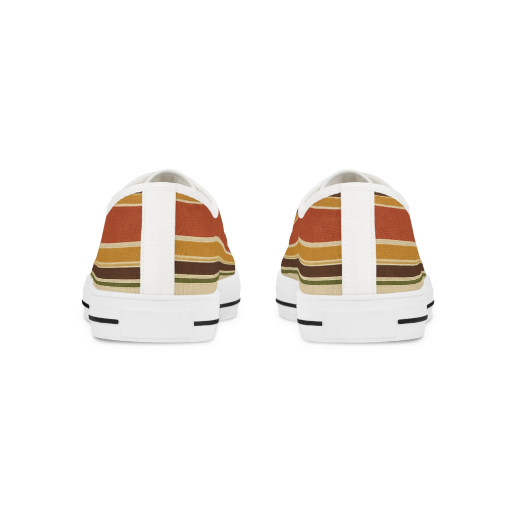 Retro Striped Low Top Sneakers — Vintage Sunset Stripe Men’s Casual Shoes