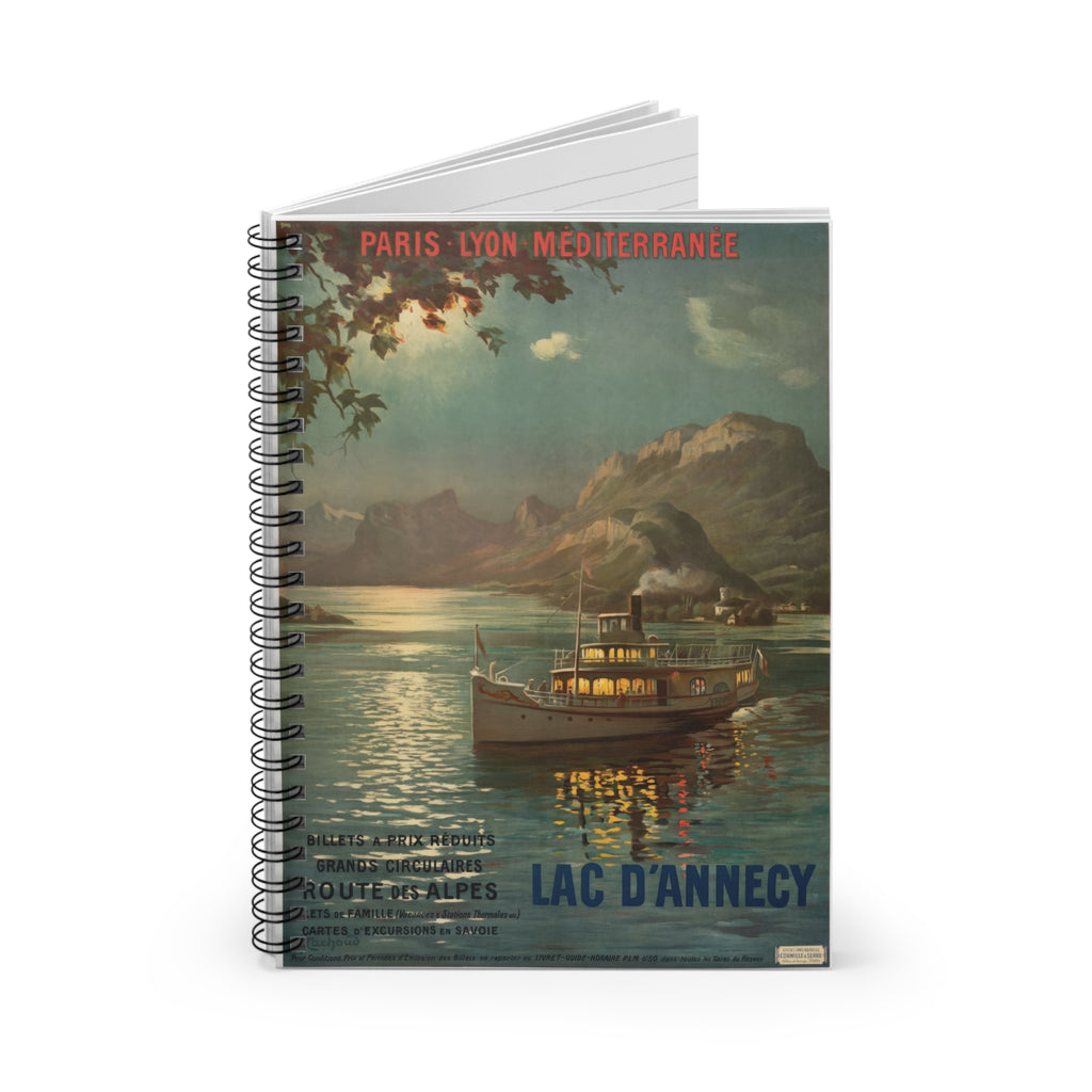 Vintage French Travel Poster Spiral Notebook - Ruled Line