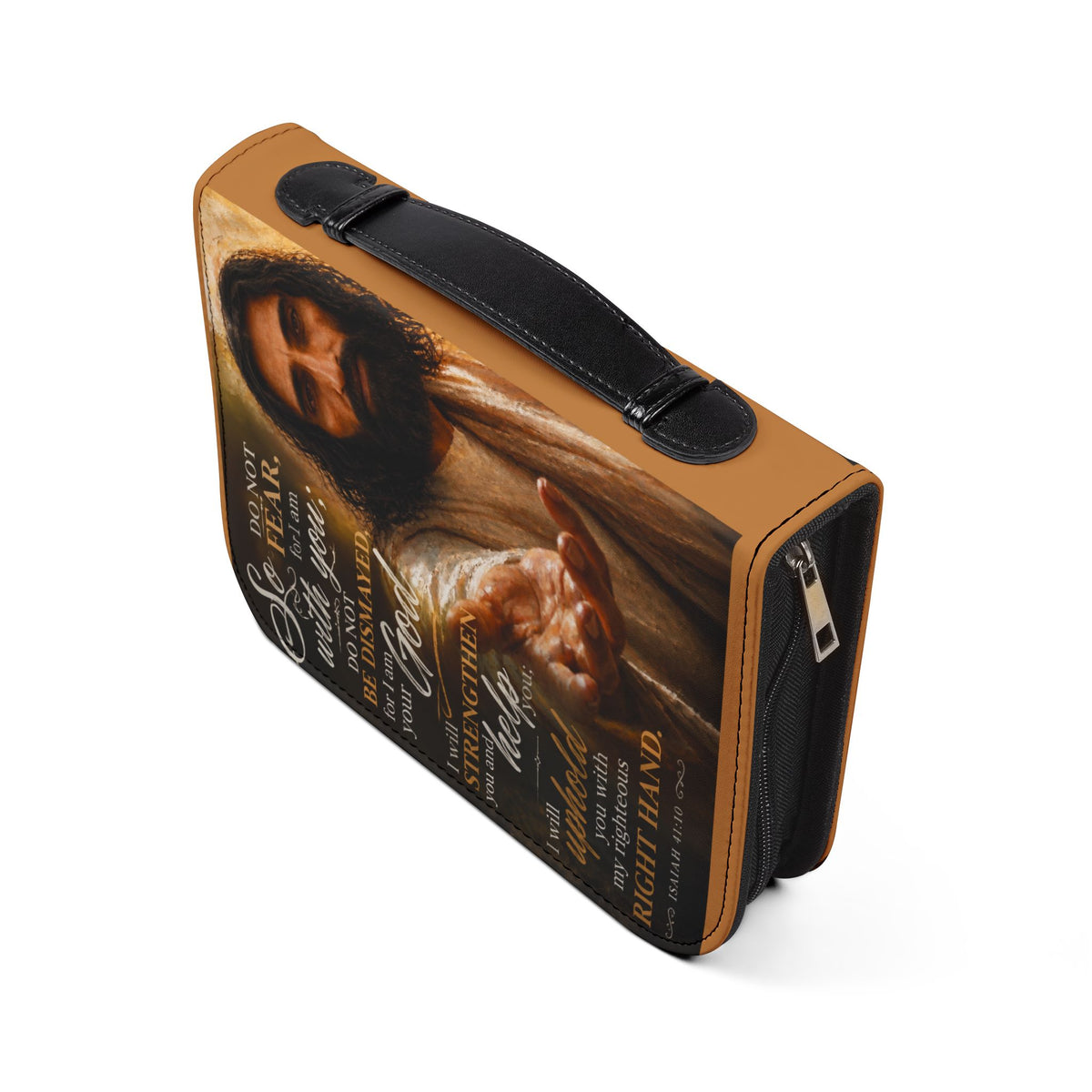 Do Not Fear For I Am With You Jesus Bible Cover in Brown 4 sizes