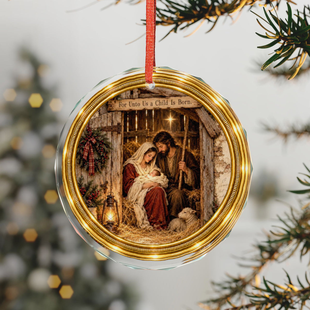 Glass Ornament | Rustic Nativity Christmas Decoration