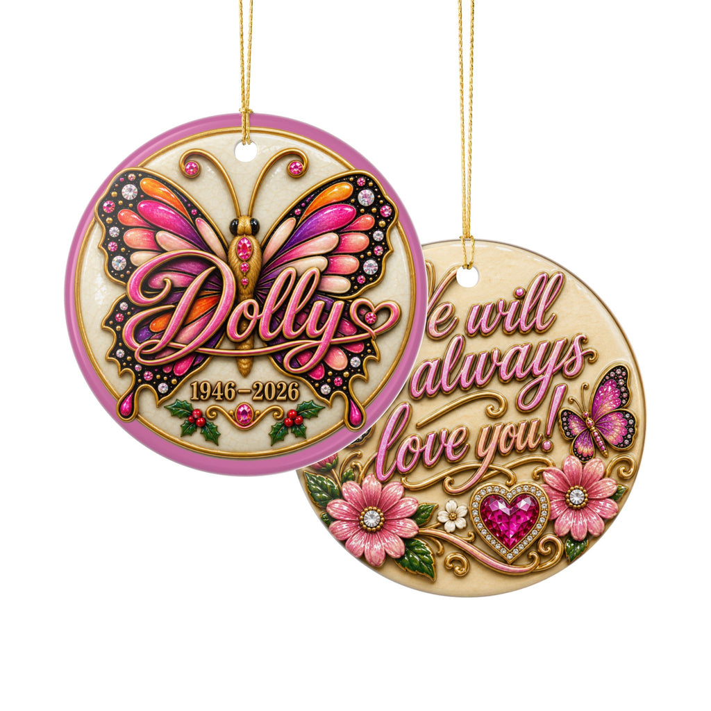Dolly Parton Remembrance Ceramic Decoration Ornament, double sided (1pc)