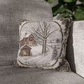 Winter Cabin Decorative Pillowcase — Snowy Village Scene Throw Pillow Cover