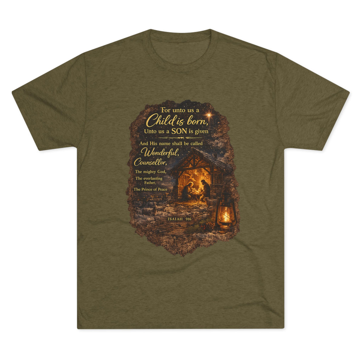 Child Is Born Nativity Scene T-Shirt | Christmas Bible Verse