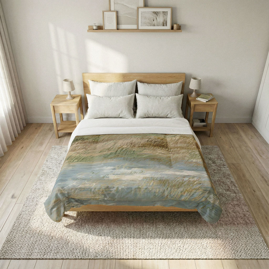 Coastal Meadow Cotton Comforter — Serene Beachscape Bedding