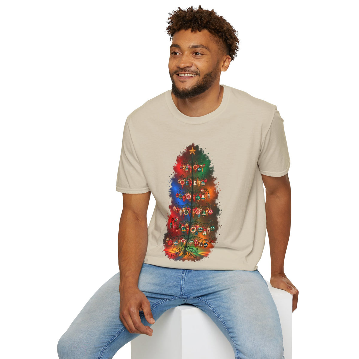 Colorful Holiday Tree T-Shirt | Christmas Lights Ornament Design
