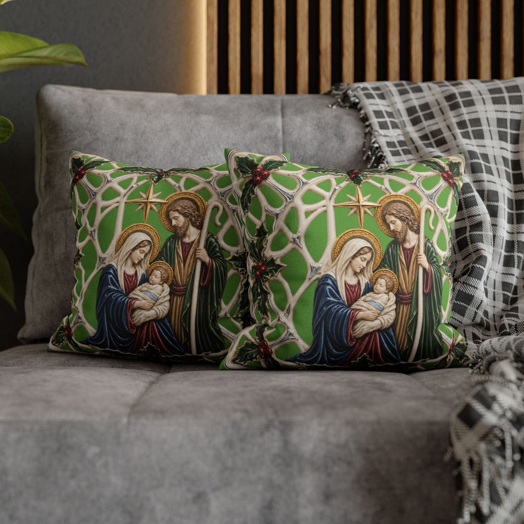 Nativity Holy Family Christmas Pillowcase — Religious Holiday Decor