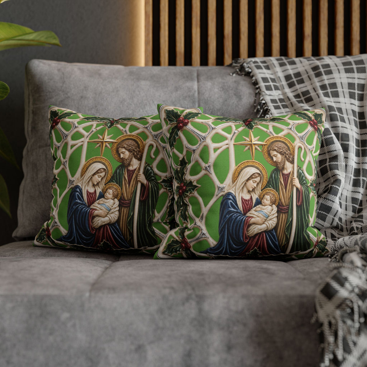 Nativity Holy Family Christmas Pillowcase — Religious Holiday Decor