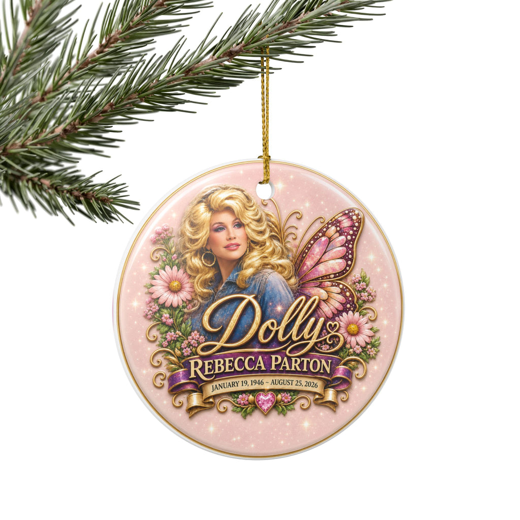 Dolly Parton Portrait Remembrance Ceramic Decoration Ornament, double sided (1pc)