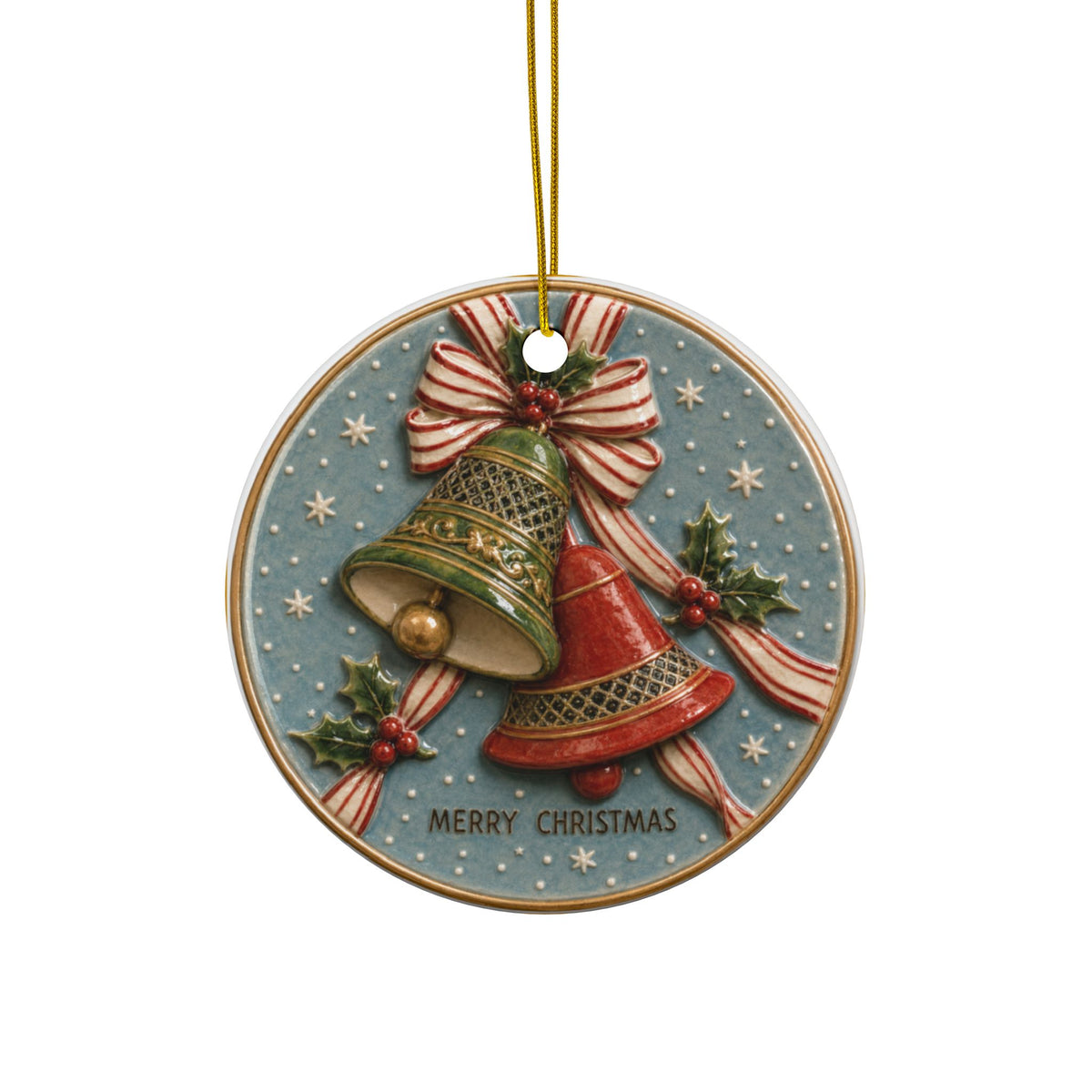 Vintage Christmas Bells Christmas Ornaments, 2-Side Print, (1pc, 3pcs, 5pcs, 10pcs)