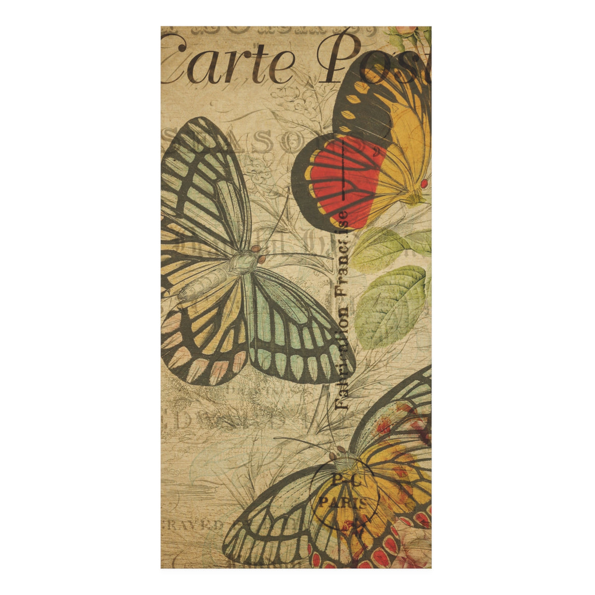 Vintage French Postcard Butterfly Mink-Cotton Towel