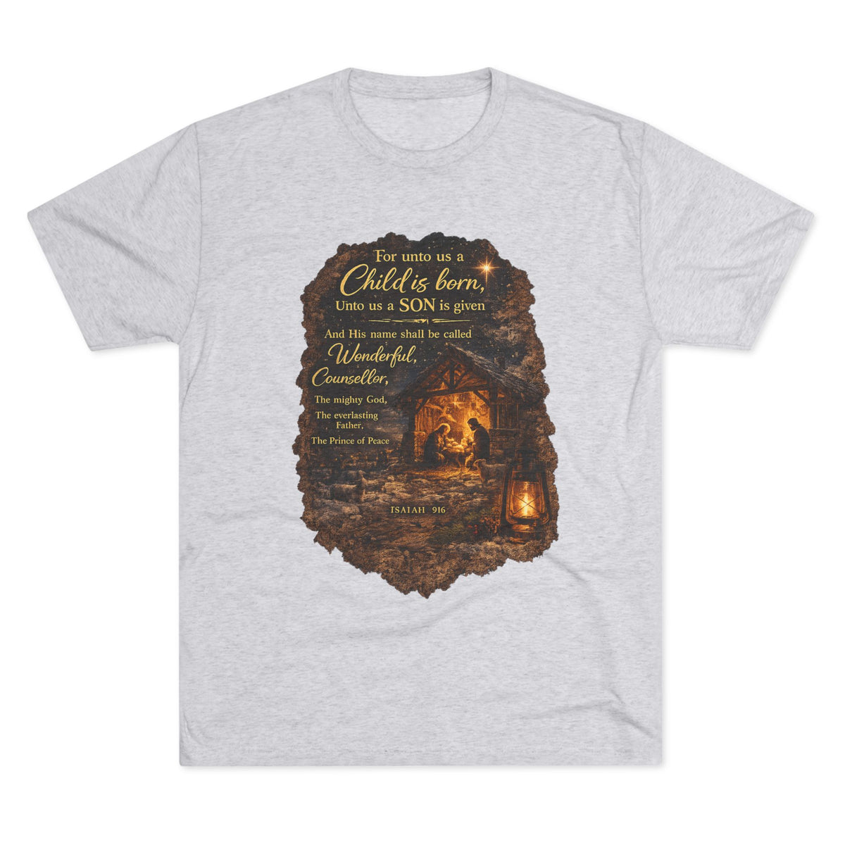 Child Is Born Nativity Scene T-Shirt | Christmas Bible Verse