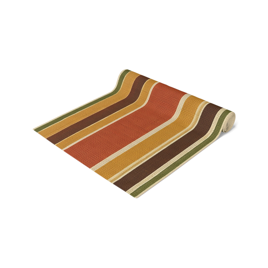 Autumn Stripe Table Runner — Rustic Fall Cotton-Poly Dining Runner