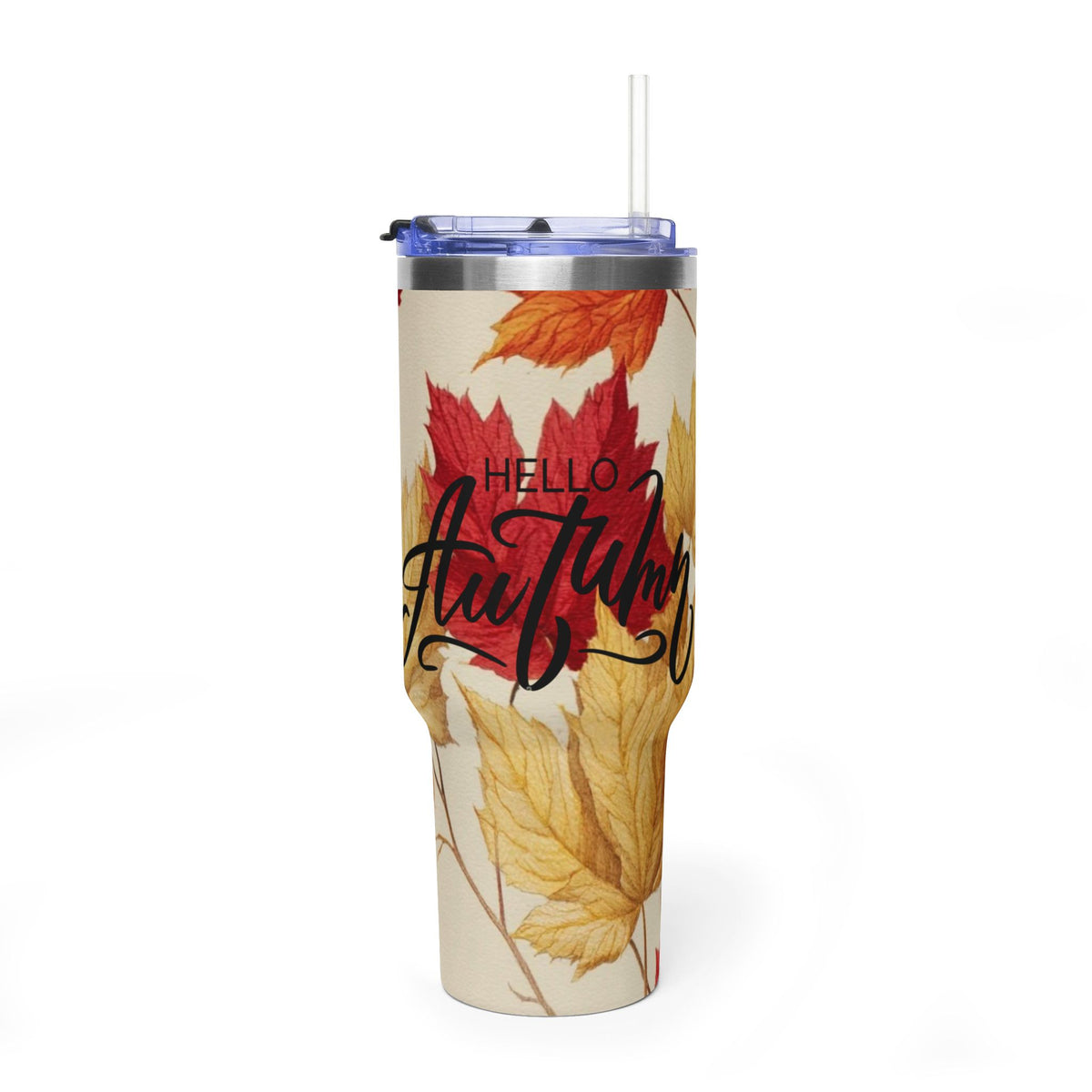 40oz Autumn Leaves Tumbler – "Hello Autumn" Insulated Travel Mug