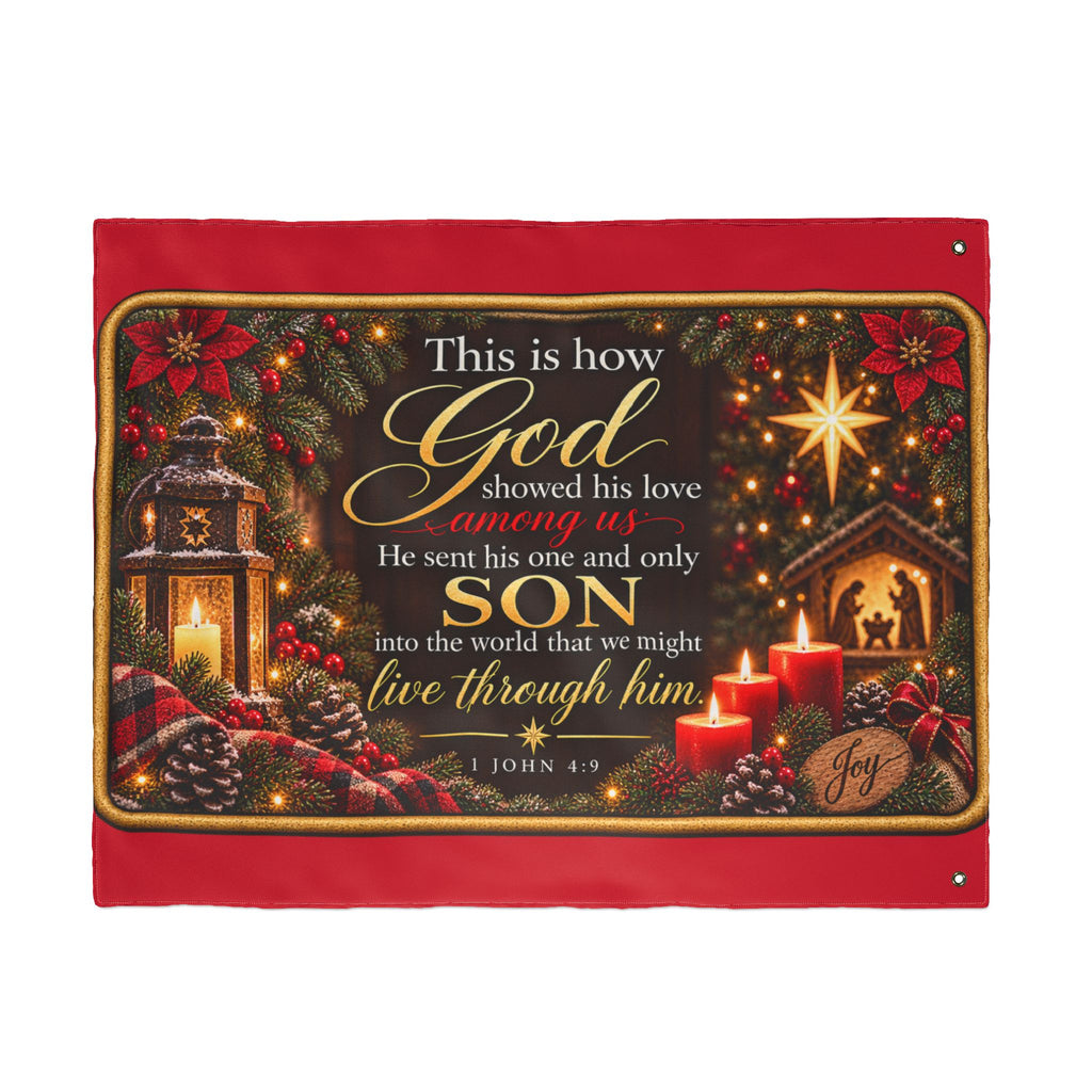 Christmas Nativity Scripture Flag Double Sided | John 3:16 Holiday Outdoor Flag