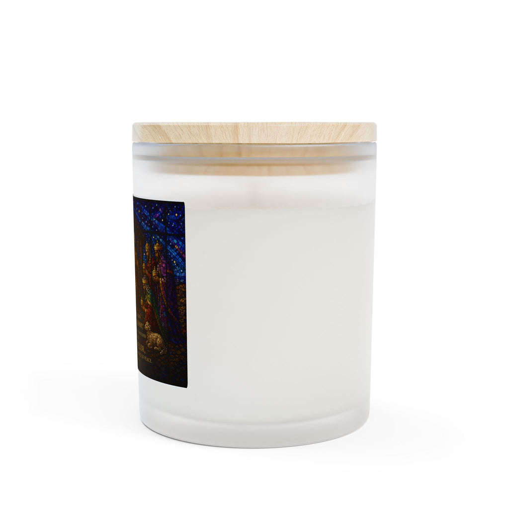Nativity Frosted Glass Candle — "Wonderful Counselor" 11oz Christmas Candle