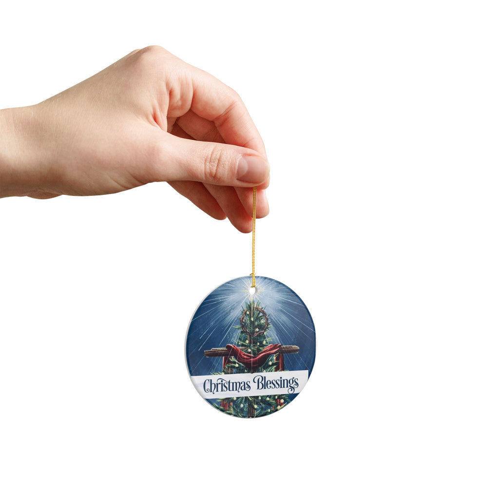 Christmas Blessings Ceramic Ornament — Religious Holiday Tree Decoration
