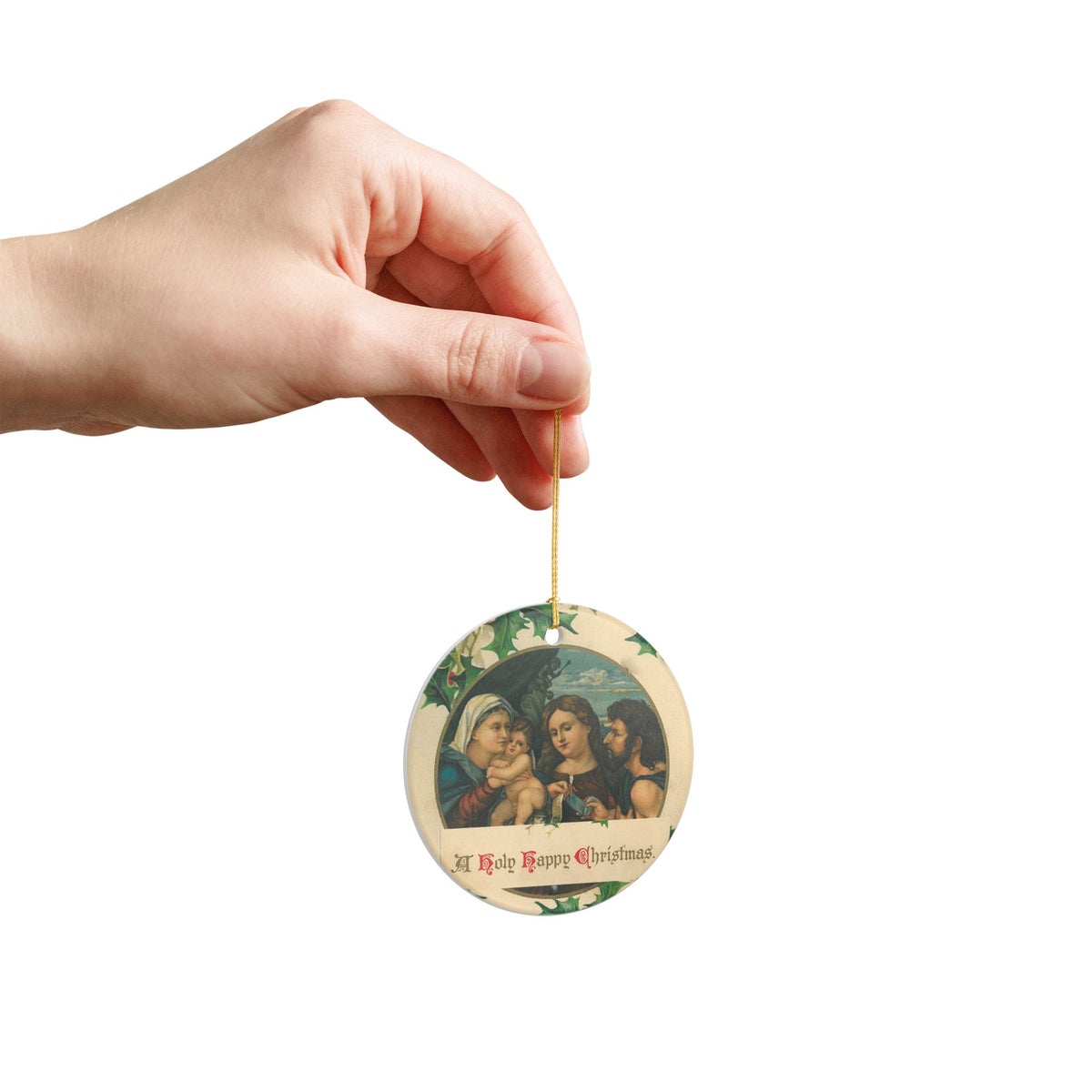 Holy Happy Christmas Nativity Ceramic Decoration Ornament, (1pc)