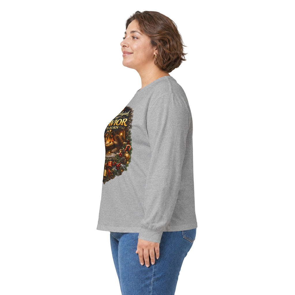 Hallelujah Our Savior Is Born long sleeve tee | Nativity Christmas shirt