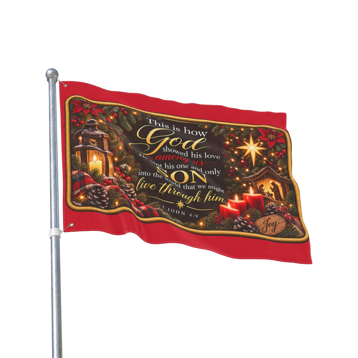 Christmas Nativity Scripture Flag Double Sided | John 3:16 Holiday Outdoor Flag