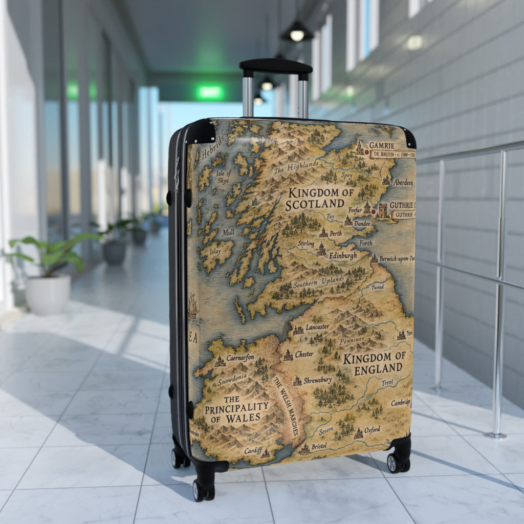 Vintage Map Suitcase – Kingdoms of Scotland & England Travel Luggage
