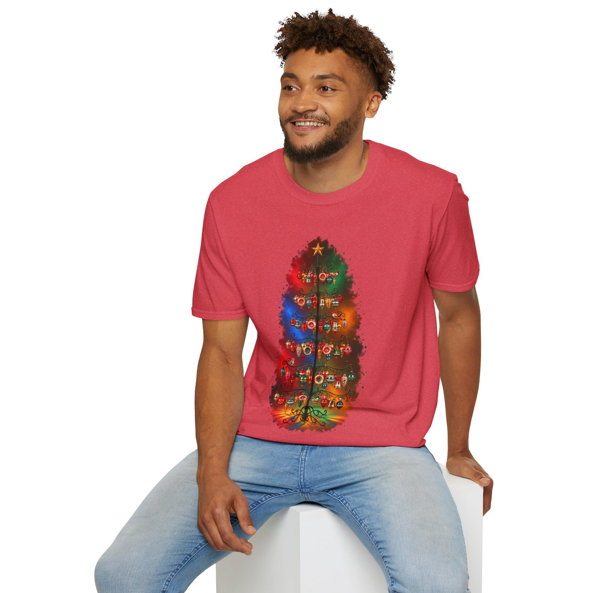 Colorful Holiday Tree T-Shirt | Christmas Lights Ornament Design