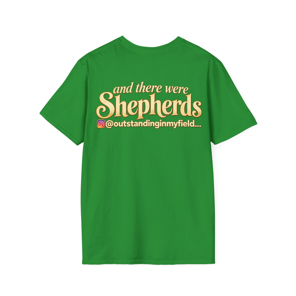 Shepherds Outstanding in the Field Christian Humor Unisex Softstyle Christmas T-Shirt