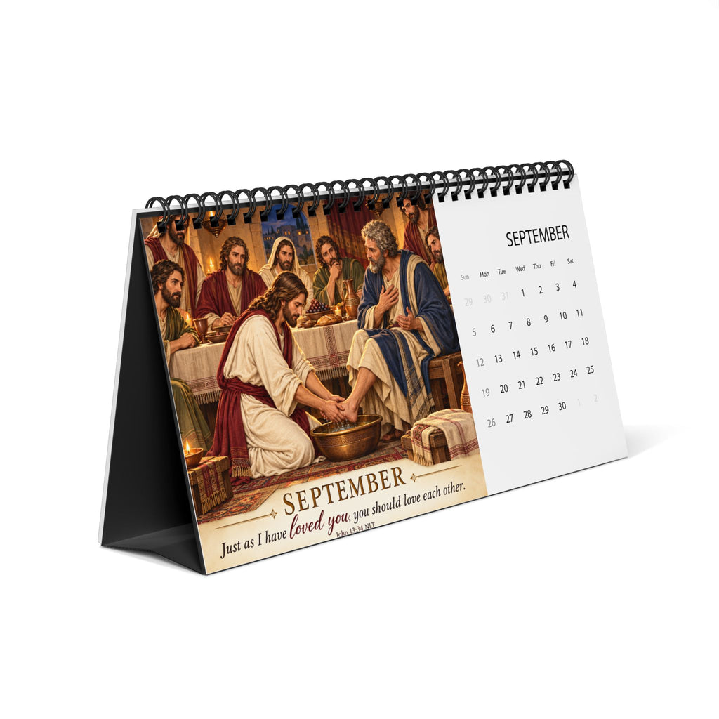 Life of Jesus Scripture Desktop Calendar (2027 grid)