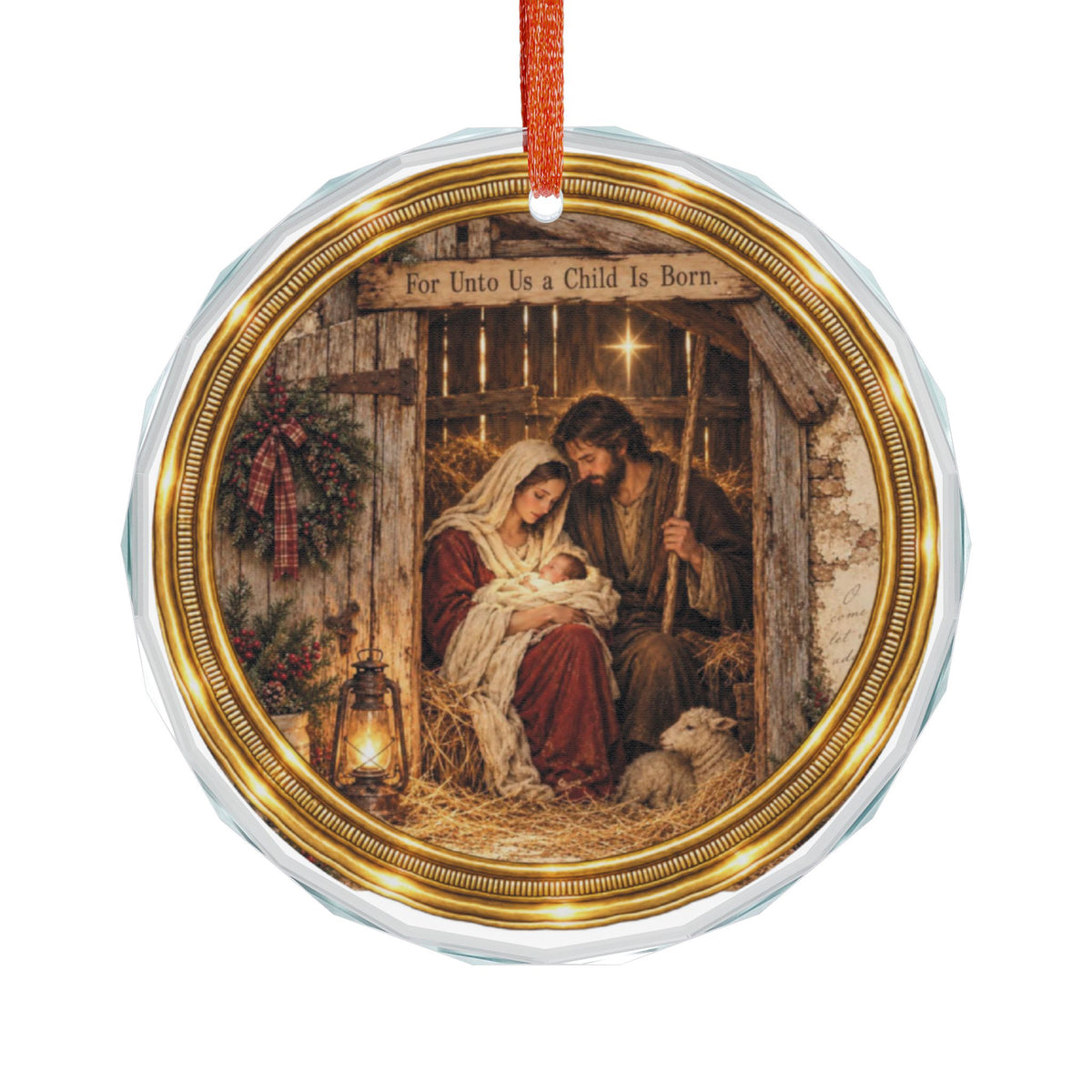 Glass Ornament | Rustic Nativity Christmas Decoration