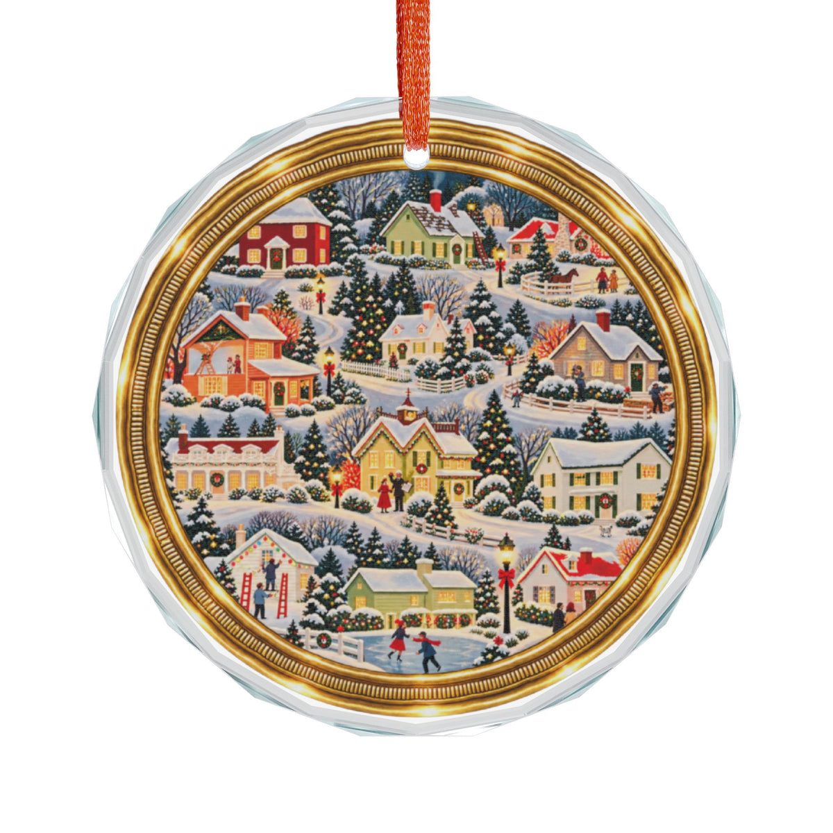 Glass Ornament — Vintage Snowy Village Christmas Decoration