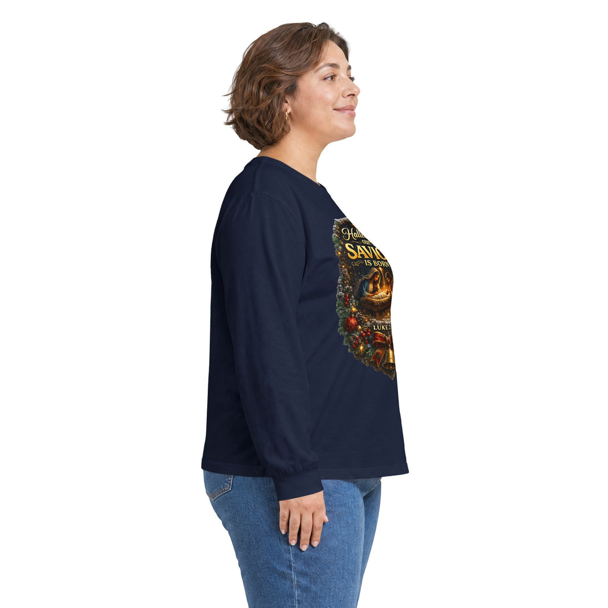 Hallelujah Our Savior Is Born long sleeve tee | Nativity Christmas shirt