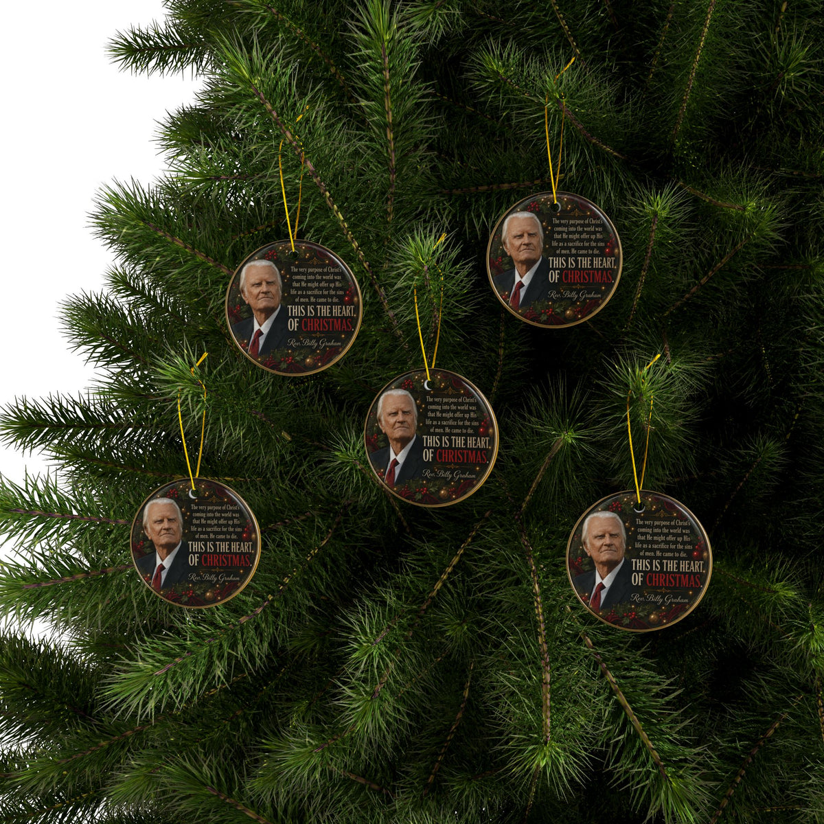 Billy Graham on Christmas Quote Ornaments, 2-Side Print, (1pc, 3pcs, 5pcs, 10pcs)