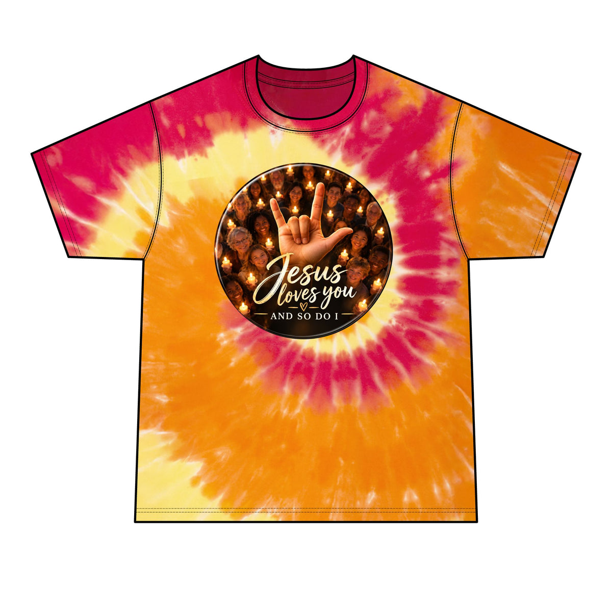 Walk to Emmaus DeColores Candlelight Service Jesus Jesus Window Tie-Dye Tee