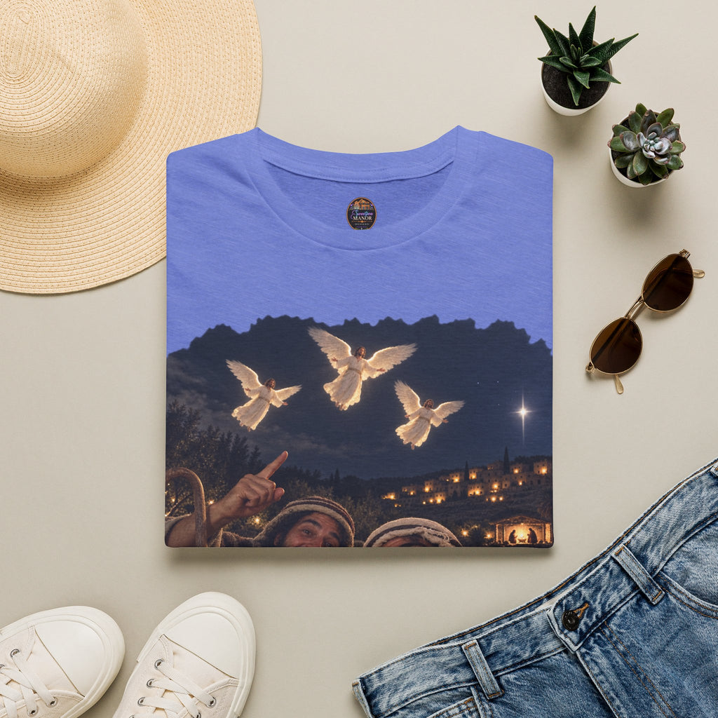 Shepherds Outstanding in the Field Christian Humor Unisex Softstyle Christmas T-Shirt