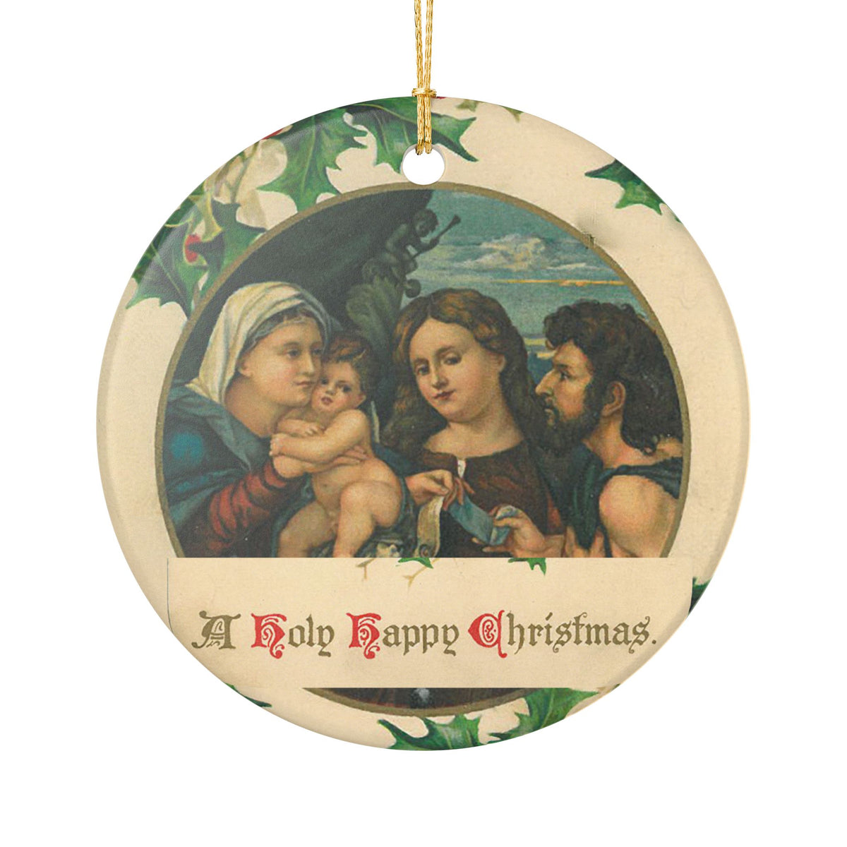 Holy Happy Christmas Nativity Ceramic Decoration Ornament, (1pc)